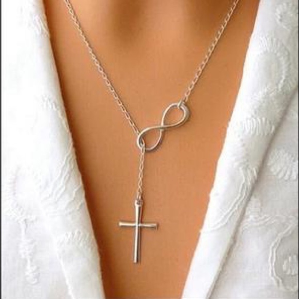 Silver Plated Infinity Cross Necklace